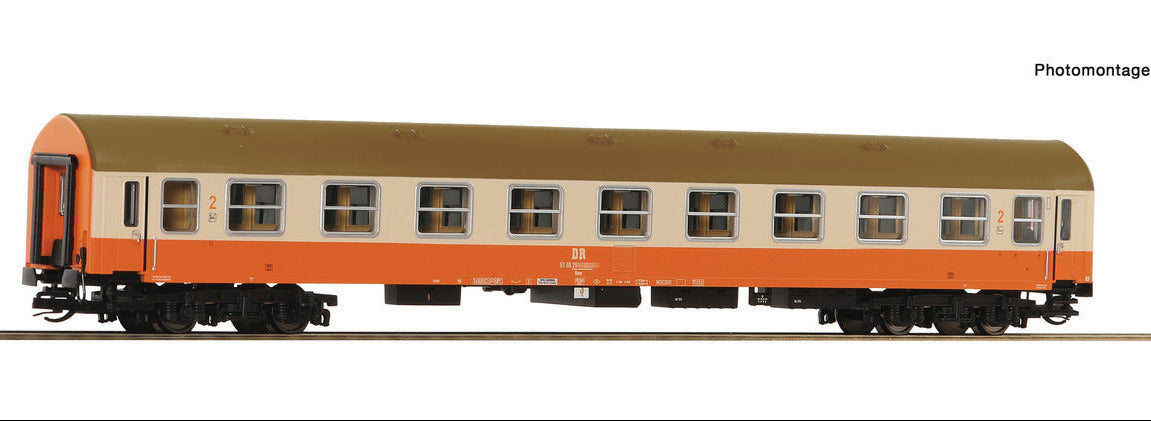 Roco 6280018 TT Gauge 2nd Class Coach - DR orange (Single)