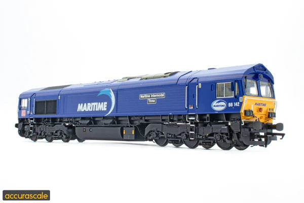Accurascale ACC3021 Class 66 Diesel Locomotive OO Gauge - DB Maritime Blue 66142 - DCC ready