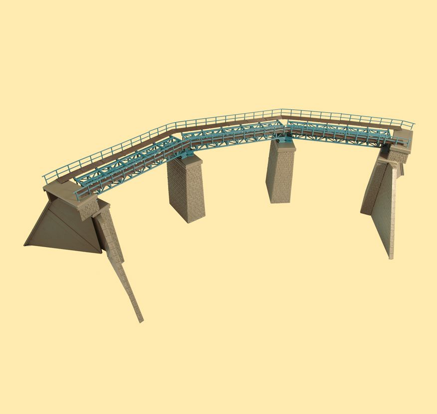 Auhagen 13325 TT Scale Curved Steel bridge c/w Pillars & support walls