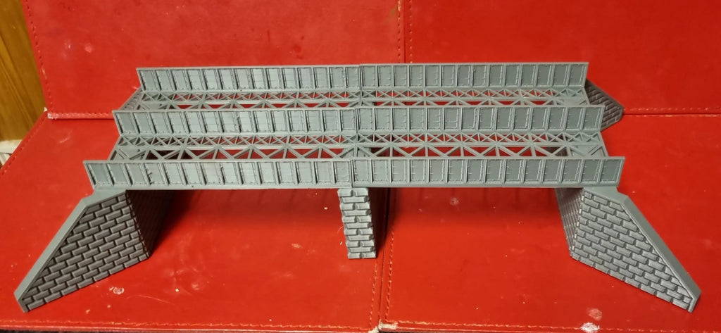 3D Designs TT Gauge Long Girder Bridge - Double track, Double span c/w support pillars