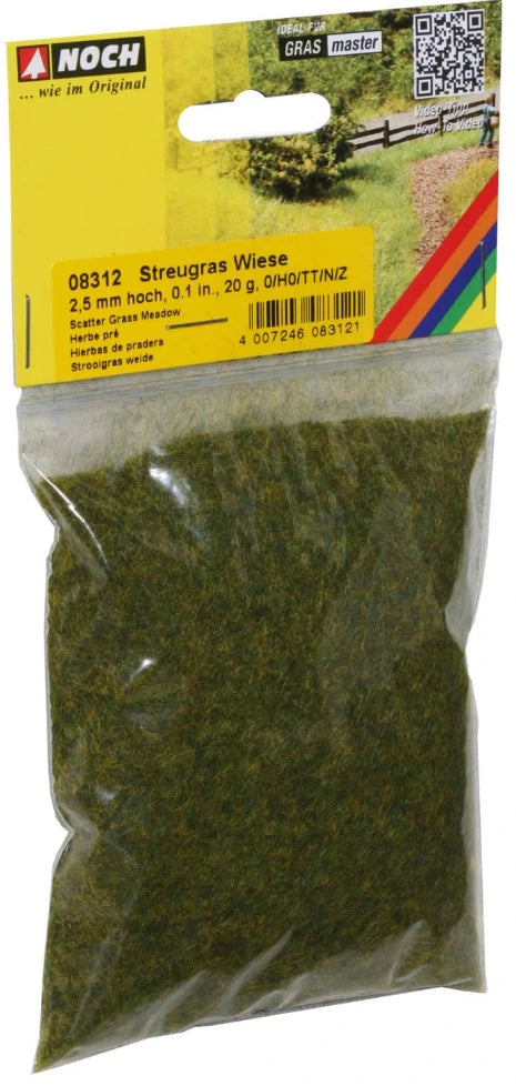 Noch 08312 Static grass 2.5mm - Meadow - 20gm bag.