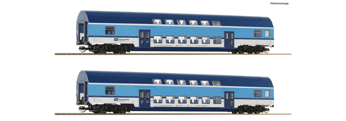 Roco TT 6280028 Double-deck Coaches Blue - Dosto CD - Set of 2