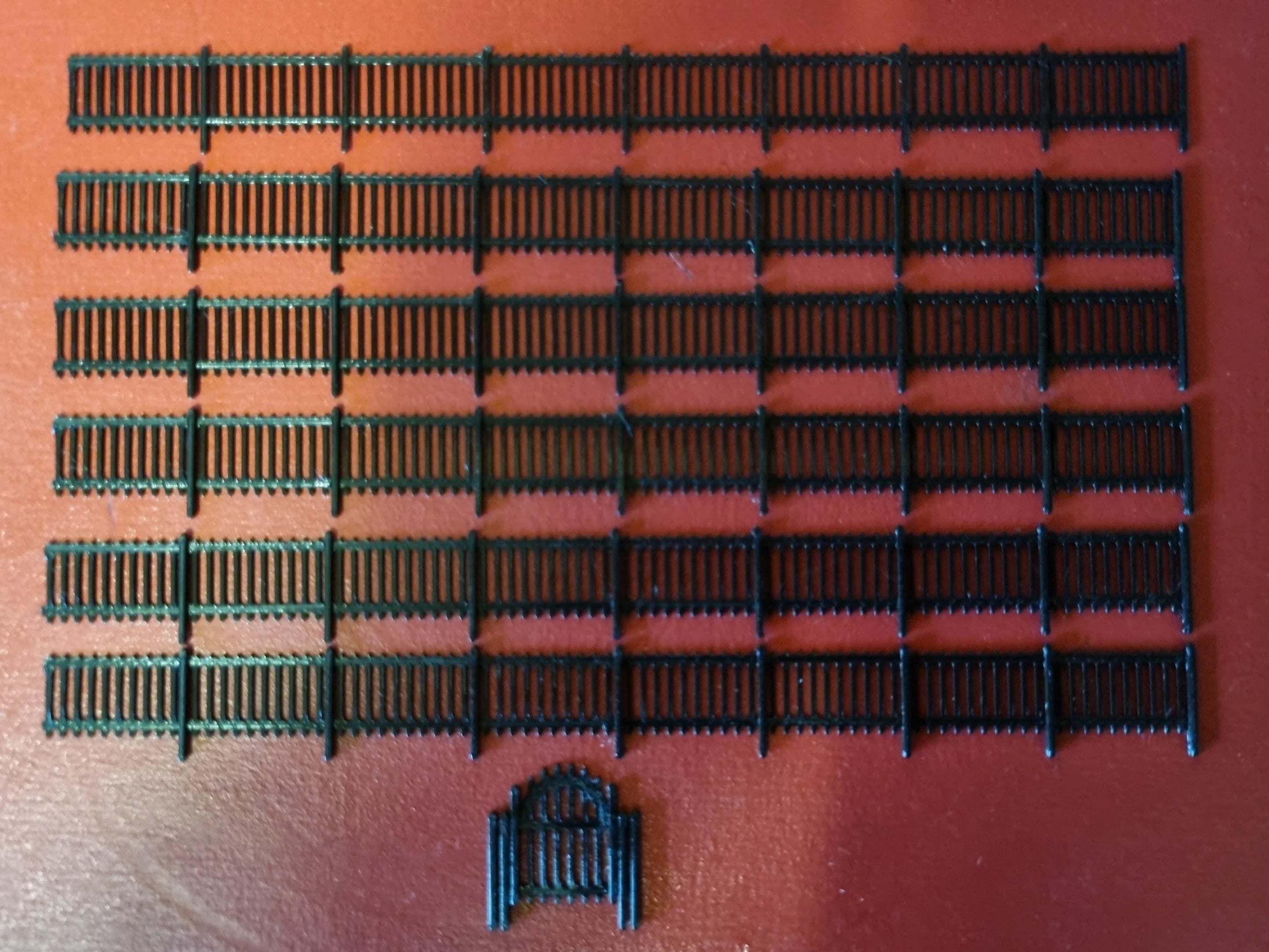 3D Designs TT scale Black Railing fence c/w Gate 1167mm