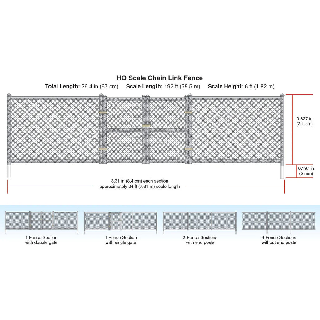Woodland Chain link fence with gate A2983 Ho/OO gauge